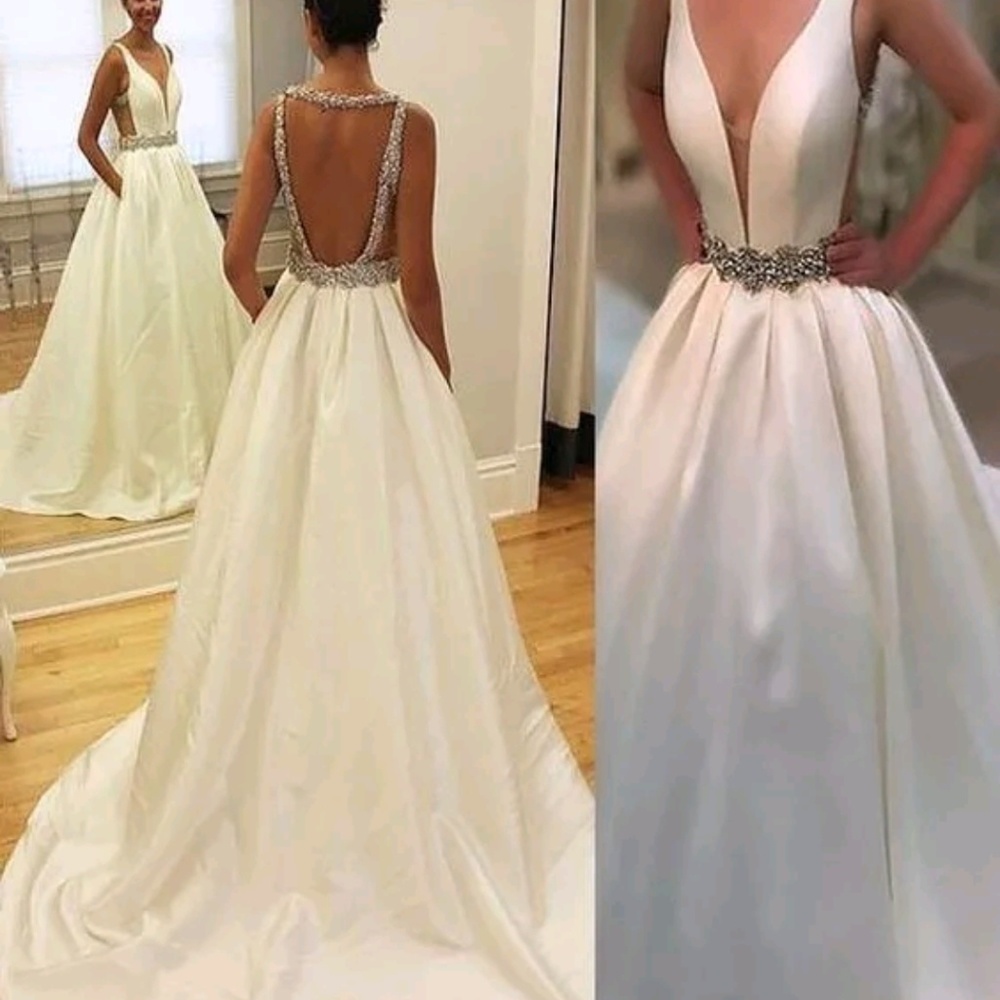 Hebeos deep v ball gown